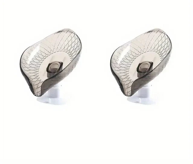 Lot de deux porte-savons en forme de feuille, beige transparent