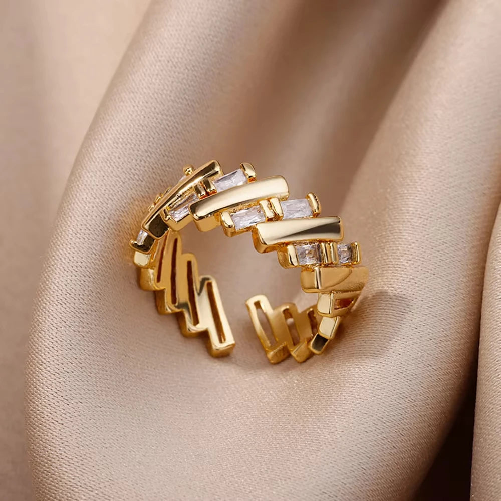 Ensemble de Bagues Dorées Géométriques pour Femme
