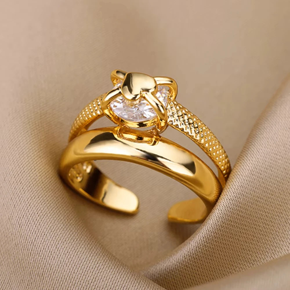 Ensemble de Bagues Dorées Géométriques pour Femme