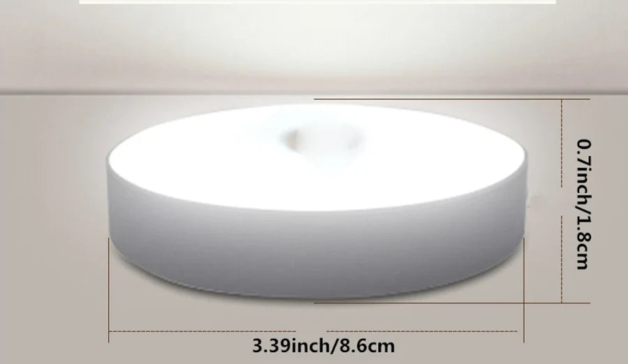 Veilleuse ronde blanche de 8,6 cm de diamètre et 1,8 cm d'épaisseur