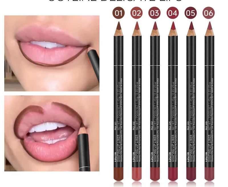 Les six teintes de crayon à lèvres avec leur numéro