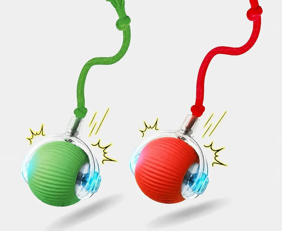 Balles interactives verte et rouge avec leur corde