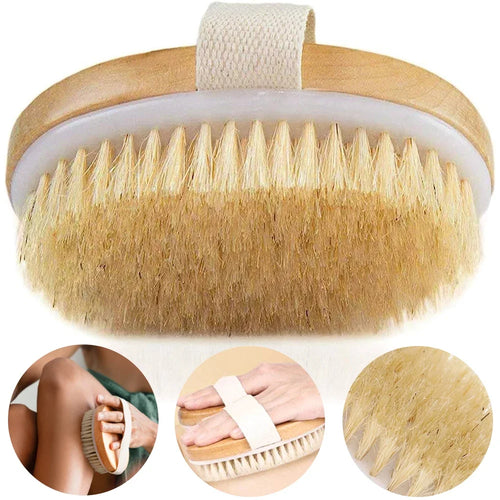 Brosse de bain en bois à poils naturels