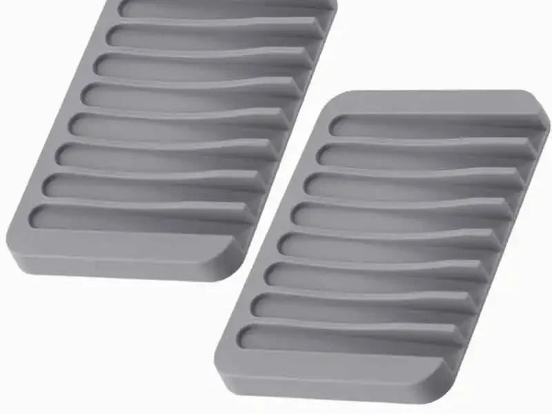 Lot de deux porte-savons en silicone gris