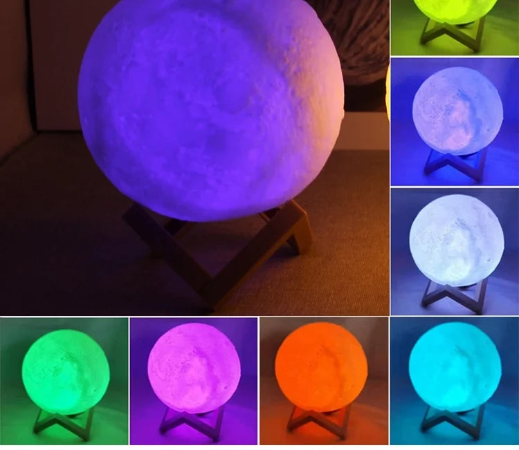 Lampe lune mauve et vignettes des sept couleurs offertes