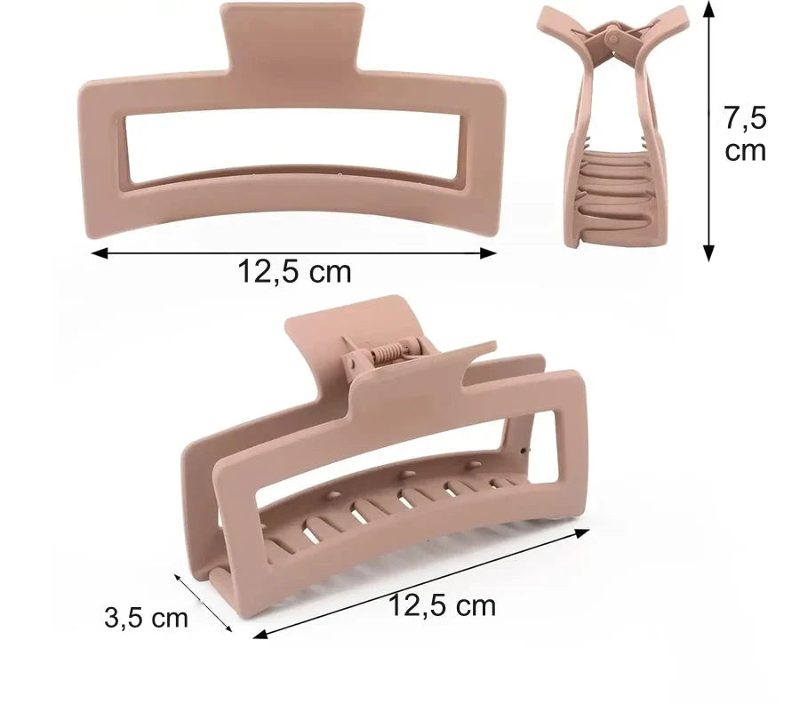 Dimensions de la pince à cheveux vue de face et de profil