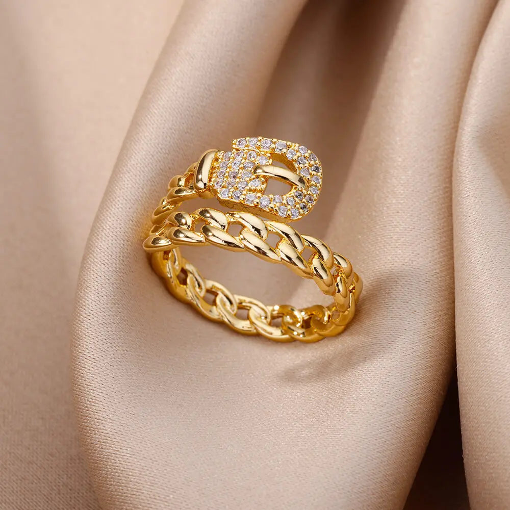 Ensemble de Bagues Dorées Géométriques pour Femme