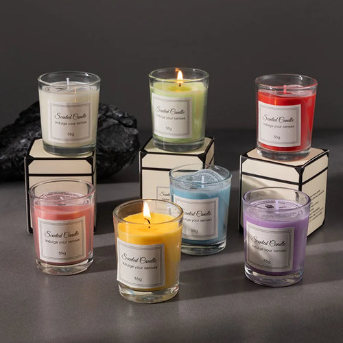 Bougie d’aromathérapie en cire de soja – Pot en verre cadeau