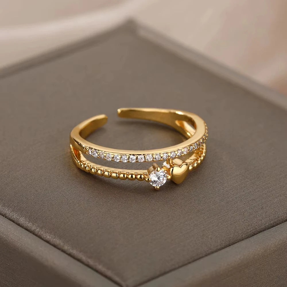 Ensemble de Bagues Dorées Géométriques pour Femme