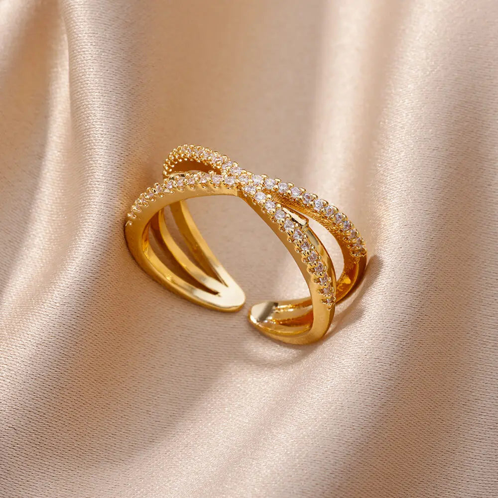 Ensemble de Bagues Dorées Géométriques pour Femme