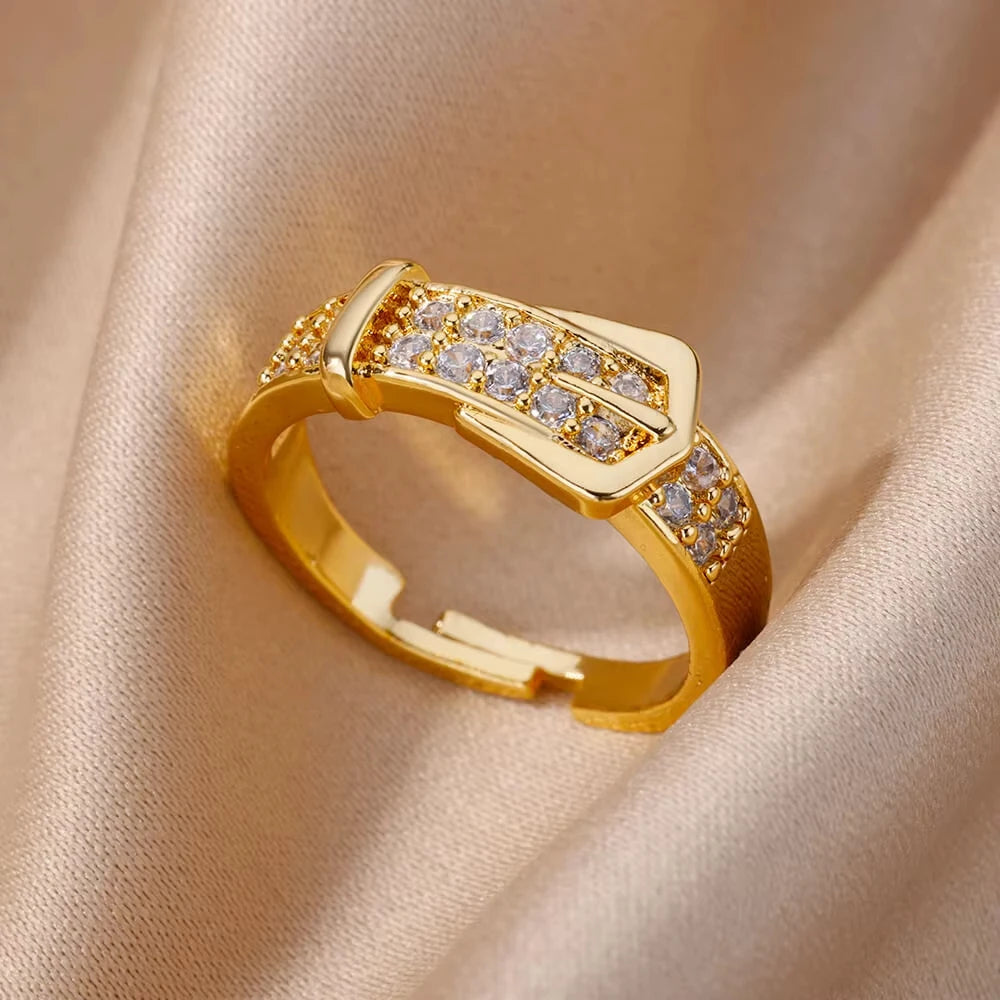 Ensemble de Bagues Dorées Géométriques pour Femme