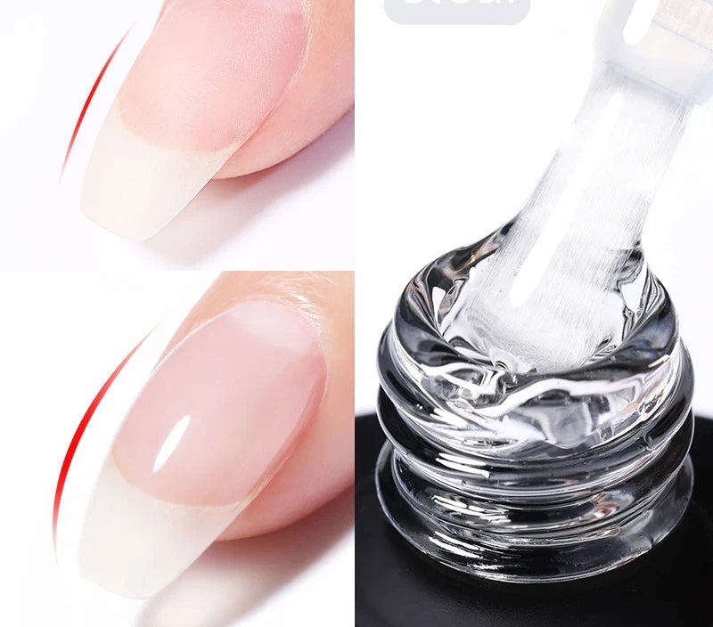 Ongles faits au gel de base et pot de gel transparent