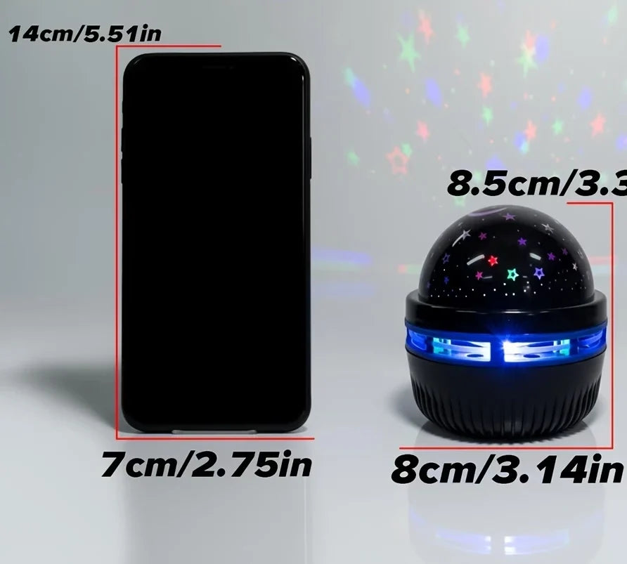 Taille du projecteur comparée à un téléphone : 8,5 cm de haut